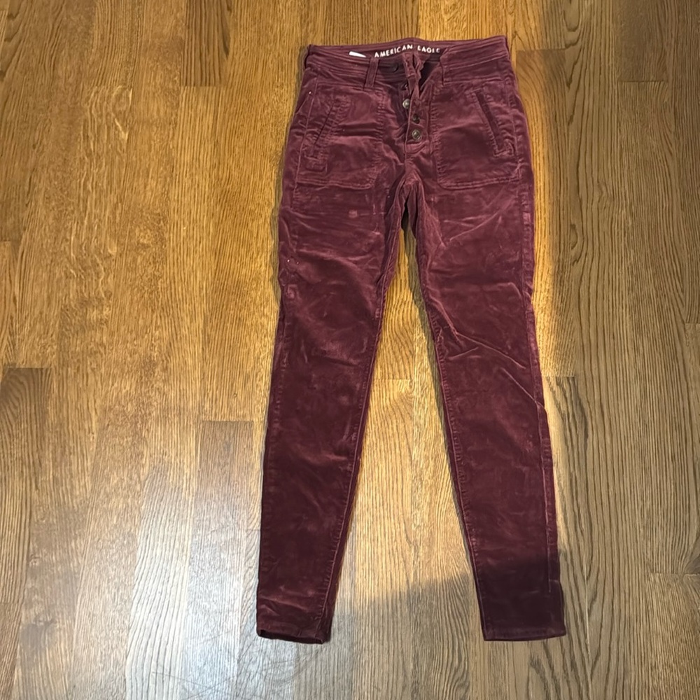 Red, Corduroy American Eagle Jeggings - Picture 1 of 2